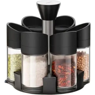 Porta Temperos Giratório Techstore com 6 Potes – Preto